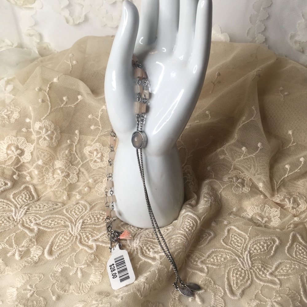 MSRP $28 Rose Quartz Silver split chain necklace